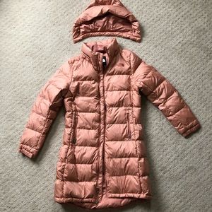 The North Face pale pink parka